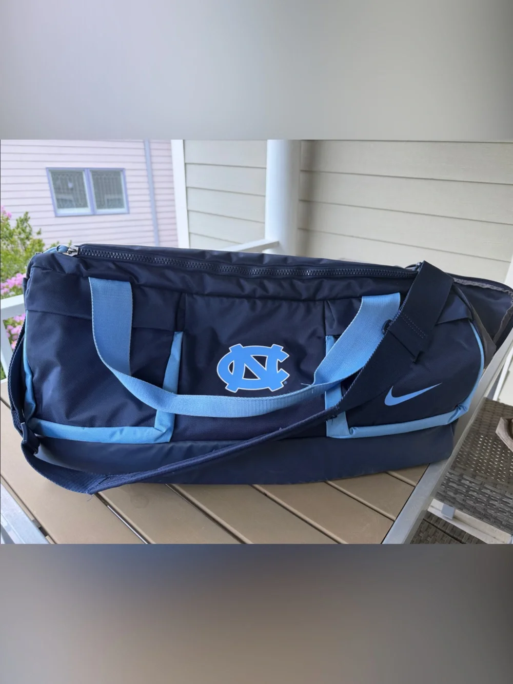 Nike Navy and Light Blue Athletic Duffel with UNC Logo